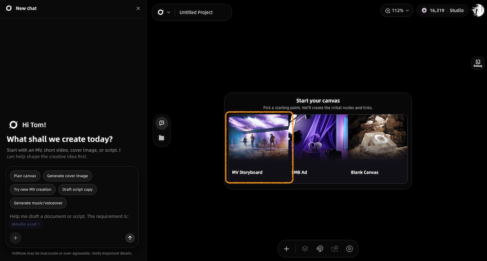 Start with MV Storyboard