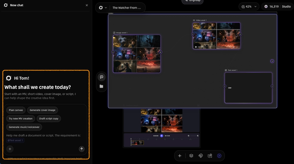 The AI Chat Panel of VidMuse AI Canvas