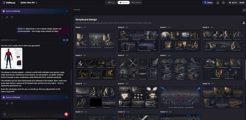 VidMuse storyboard-first MV workflow from brief to shot list