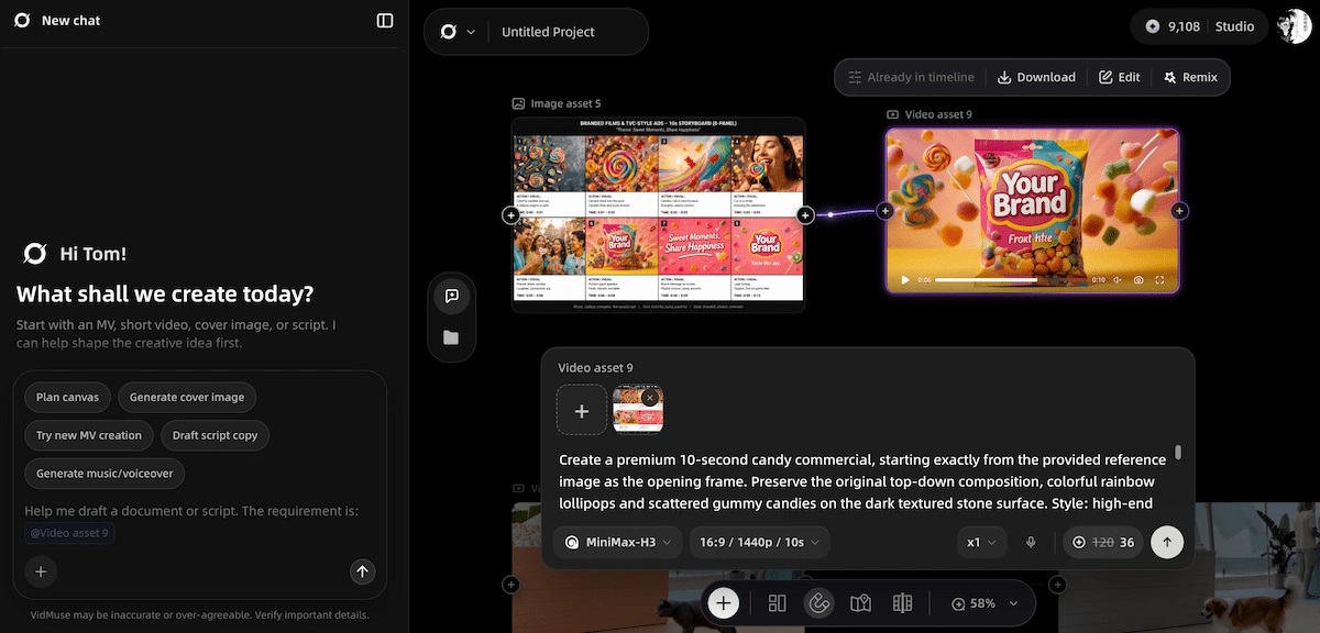 VidMuse Product Ad Video Canvas