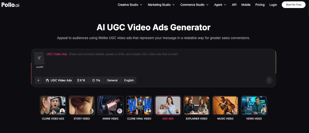 Pollo AI UGC Video Generator