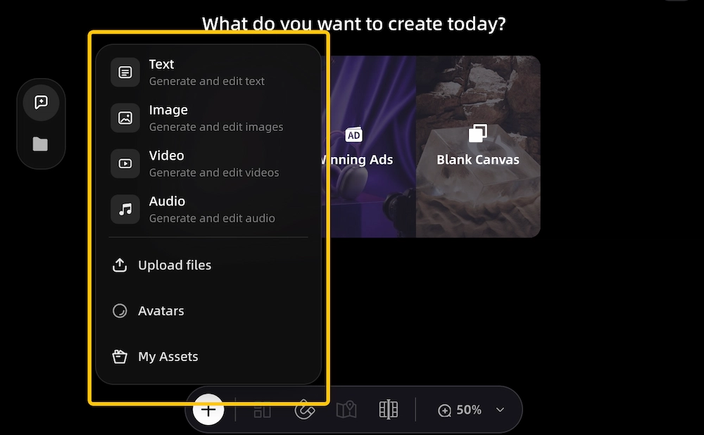 Build a freeform node from Text Image Video or Audio