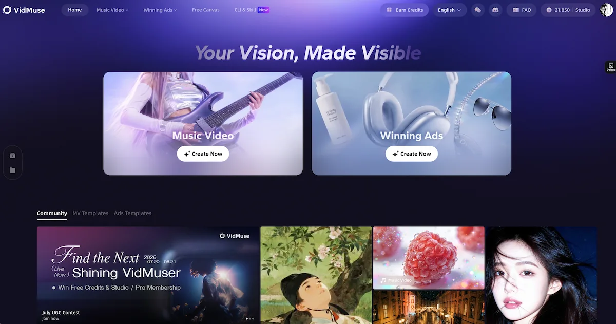 Midjourney 8.2 stills feeding into VidMuse AI video workflow pipeline