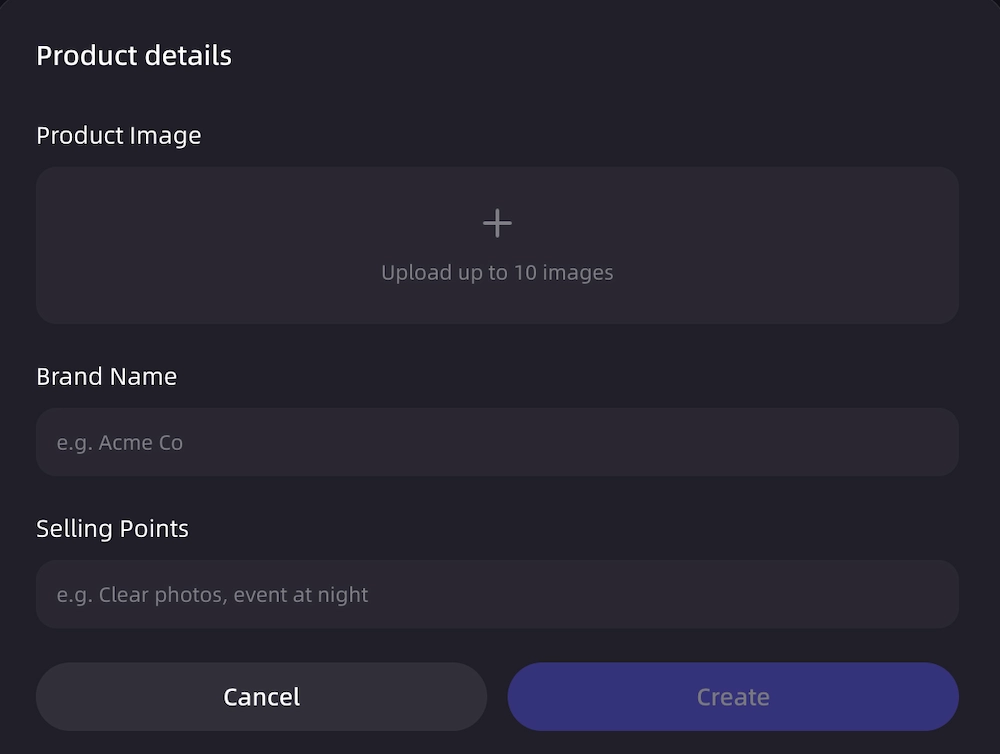 Add product input for AI Facebook ad generation