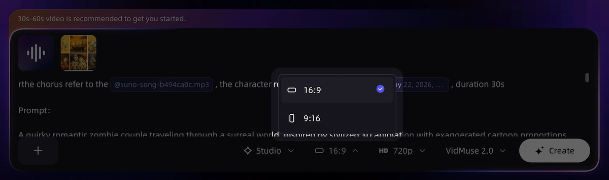 VidMuse Aspect Ratio Setting