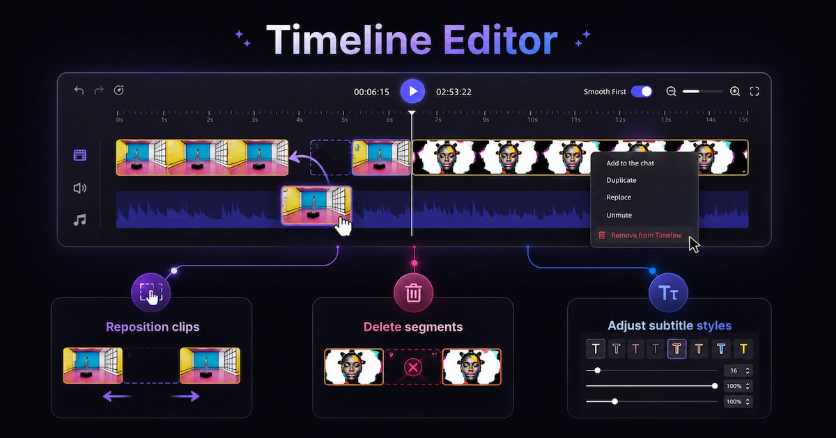 VidMuse 2.0 timeline editor for lyric video export